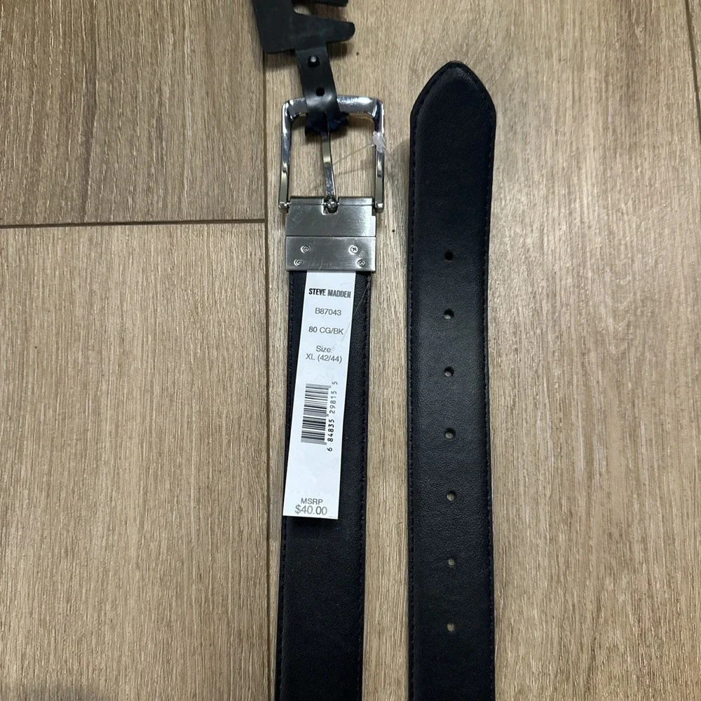 Steve Madden MEN'S Reversible BELT SIZE‎ (XL 42/44) Black/Brown Silver Buckle